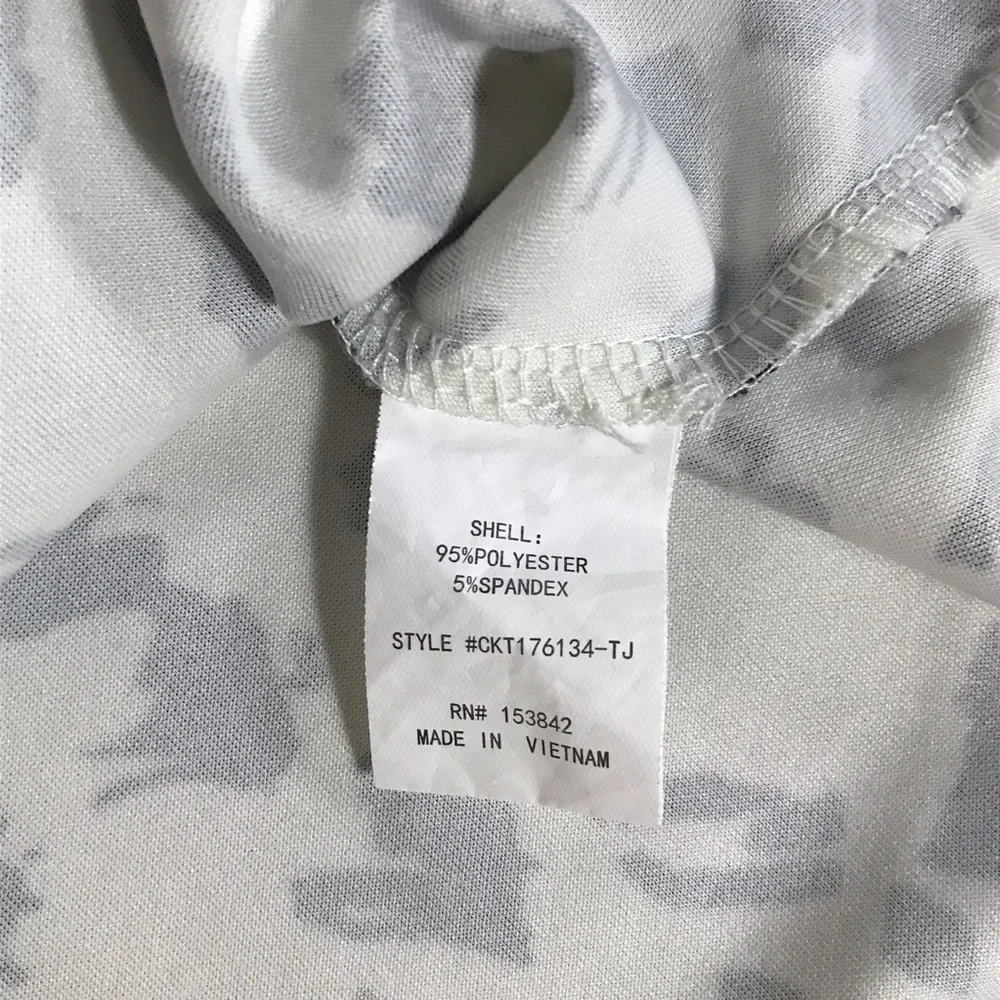 Melloday Short Sleeve Stretch Blouse Top White Black Print Size XL - Picture 10 of 11